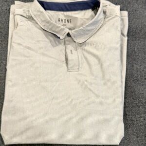 Rhone Men's Striped Polo Shirt - Light Gray